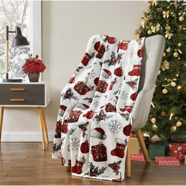 Red and white discount christmas throw blanket